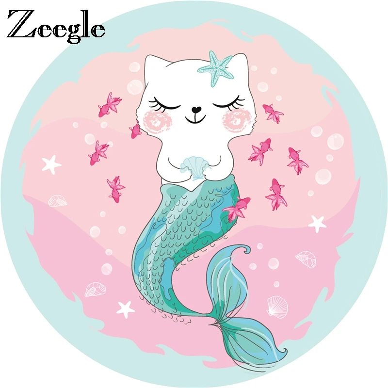 Zeegle мультфильм животных ковер для детской комнаты Противоскользящий компьютерный стул коврики круглый ковер для гостиной детские ковры Детская мозаика