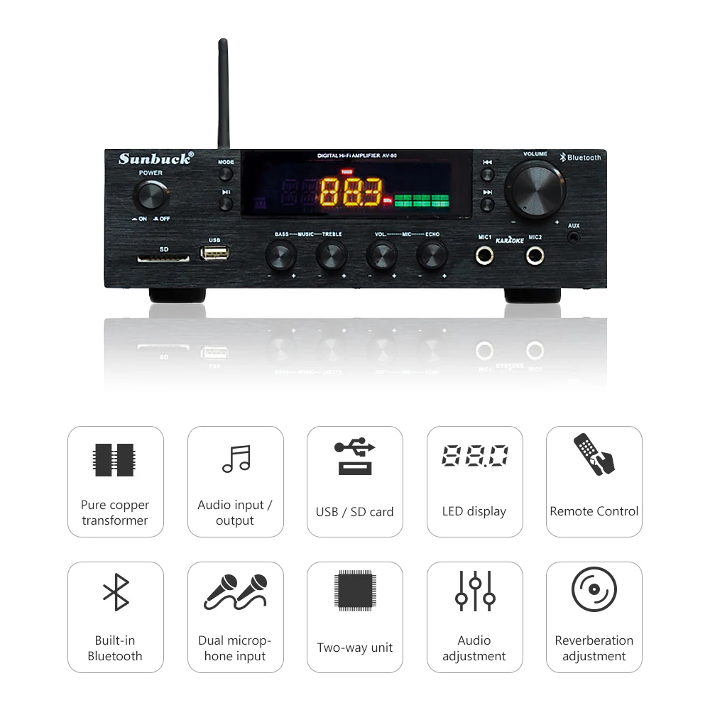 Amplificador Bluetooth стереофонический усилитель HiFi 2 0 караоке домашний кинотеатр