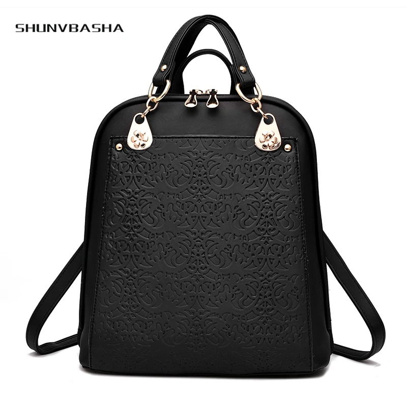 Soft Handle Women Backpacks New Embossing Solid Preppy Style Backpack For Students Softback Fresh Style