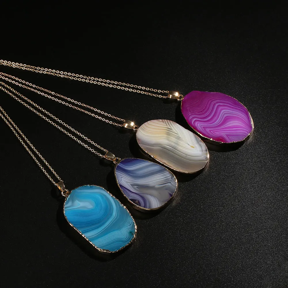 

4 Colors Magic Druzy Emperor Quartz Stone Necklaces For Men Women Gold Chain Natural Stone Pendant Necklace Jewelry Drop Ship