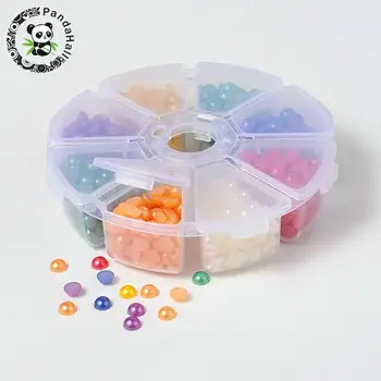 

Mixed Half Round/Dome Imitated Pearl Acrylic Cabochons, Mixed Color, 6x3mm, about 120pcs/compartment, 960pcs/box