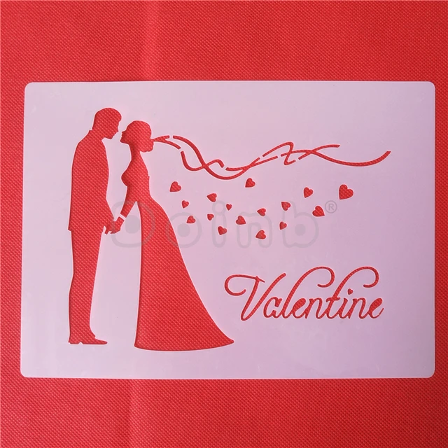 valentine kissing couple silhouette cake stencils for wedding cake decoration fondant plastic template mold pad