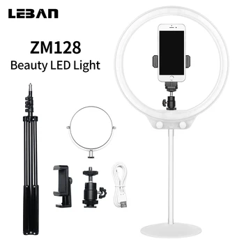 

ZOME ZM128 LED Ring Light 3200K-5500K Adjustable Color Temperature + Light Stand for DSLR Camera Phone Live Video Selfie(White)