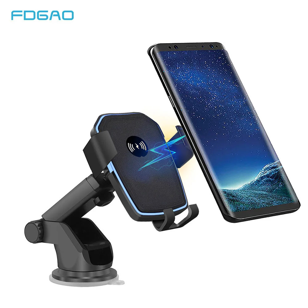 

FDGAO 10w Qi Wireless Charger for IPhone X XS Max XR 8Plus Fast Wireless Charging Holder for Samsung S8 S9+ Car Charger Stand
