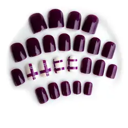 Ins фиолетовый 24 шт./компл. фототерапия ногти акриловые накладные ногти марширующие накладные ногти простые средний-длинный размер леди на