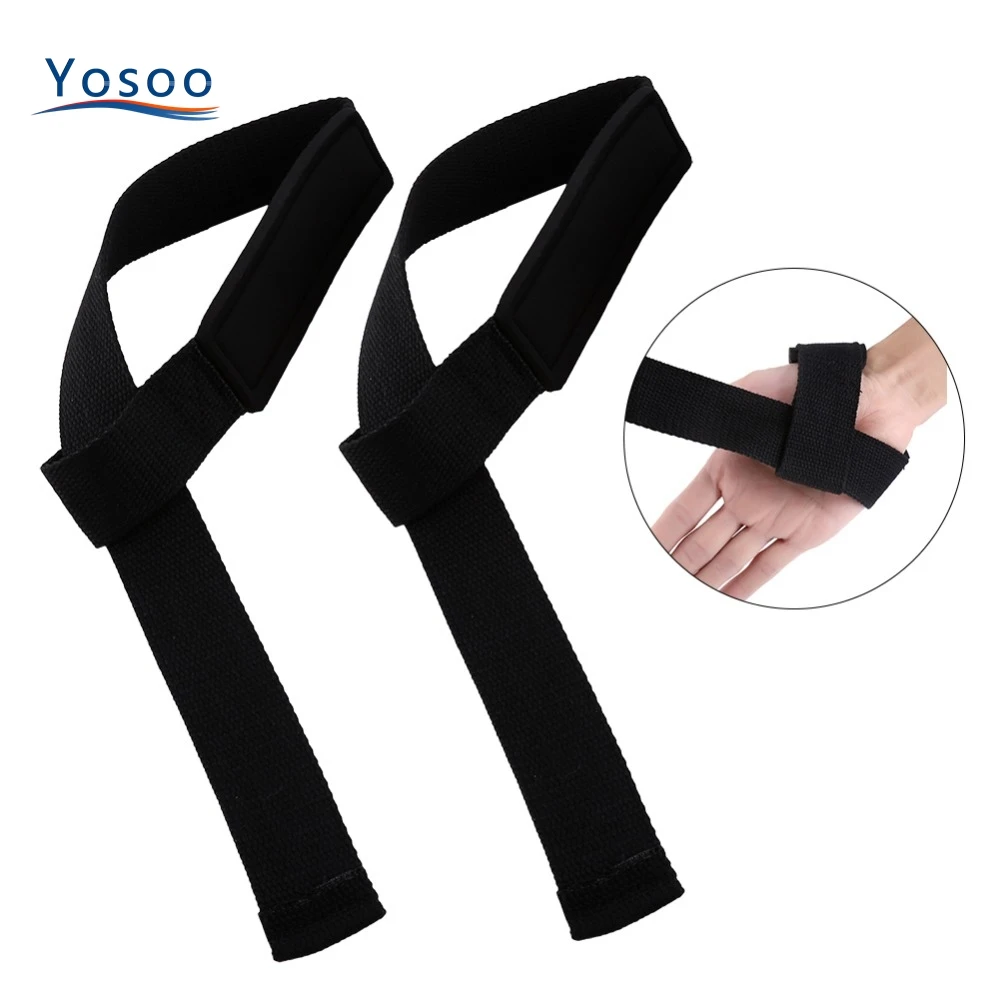 2PCS/Pair Black Durable WeightLifting Strap wrist Support Gloves Wrap