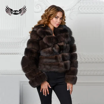 

BFFUR Women Natural Fox Fur Whole Skin Genuine Leather Female Jacket NEW Thick Real Short Fox Fur Coat Luxury Sable Winter 1529
