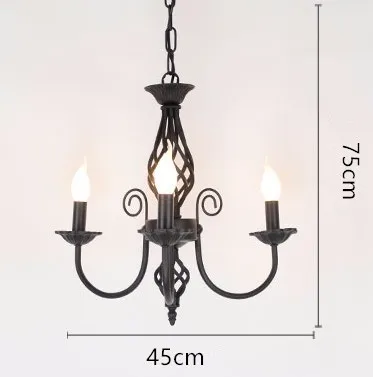Винтажная кованая люстра E14 светильник-свеча черный металлический светильник
