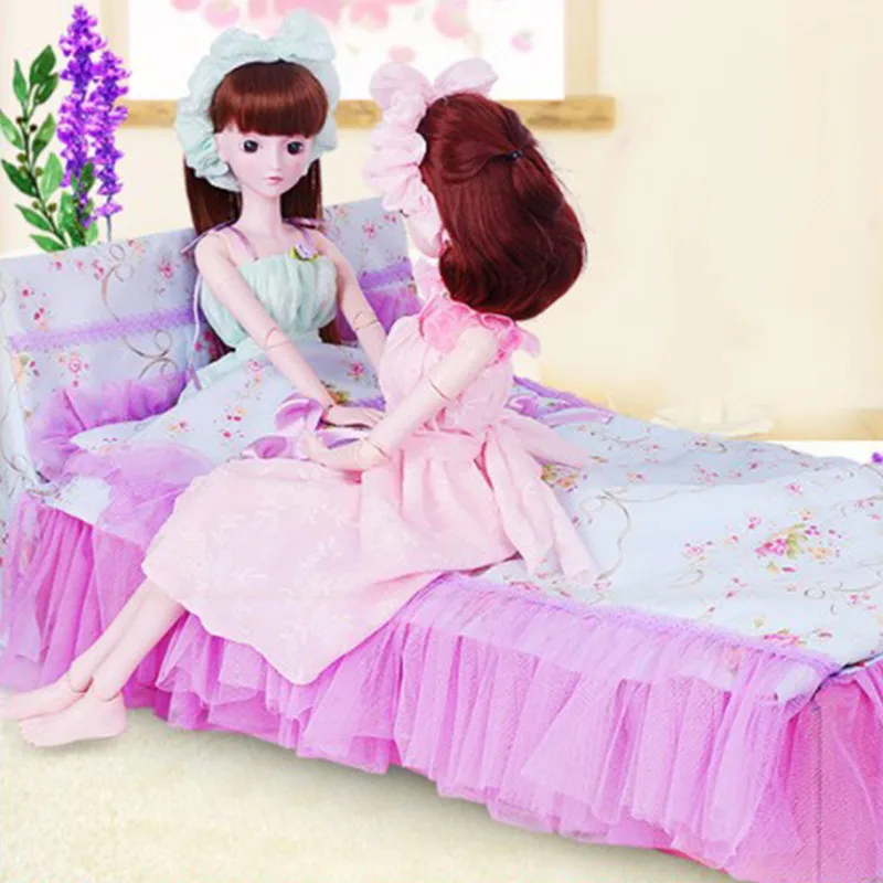 Mini Cardboard Bed Model Bedding Set Mattress Pillows Dolls House Bedroom Furniture for Night Lolita 1/3 BJD Doll Accessory