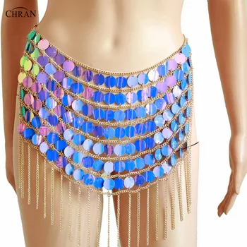

Iridescent Seascale Chain Skirt Belly Chains Waist Belt Disco Party Dress Beach Cover Up Harness Necklace Bra Bralette Jewelry