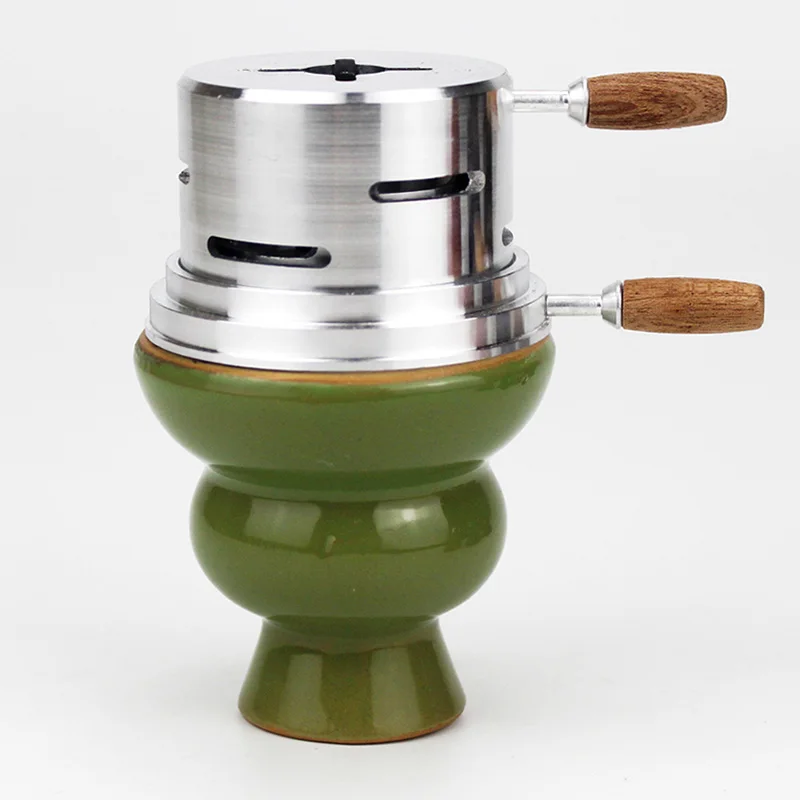 Ветрозащитная керамическая чаша для кальяна с Карбоновым держателем для угля Nargile Sheesha Narguile Chicha Cachimbas аксессуары для головки кальяна - Цвет: green set