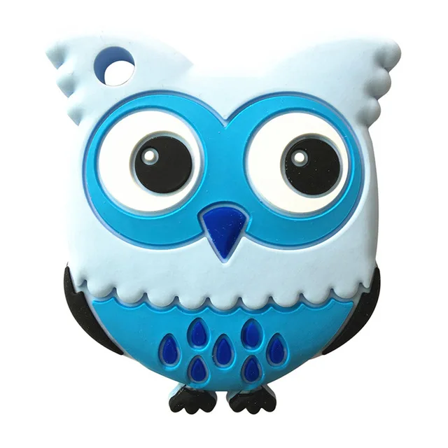 Silicone Teethers 13 Colors Animal Koala Owl Elephant Baby Ring Teether Silicone Chew Charms Baby Teething Gift Toddler Toys - Цвет: blue owl