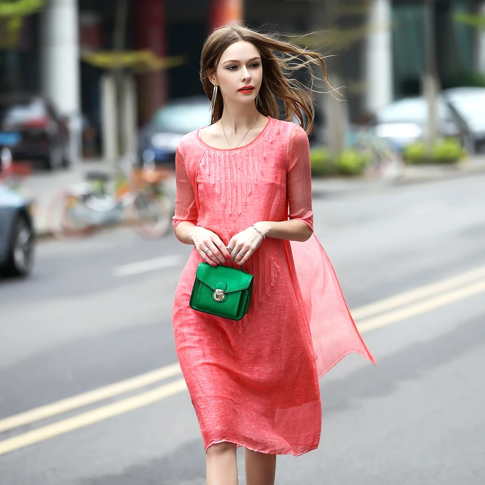 Red Linen Summer Dress