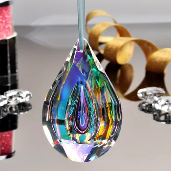 

Colorful DIY Crystal 44cm Tear Drop Beads Pendant Colorful Faceted DIY Bead Curtains Chandelier Light Jewelry Necklace Making