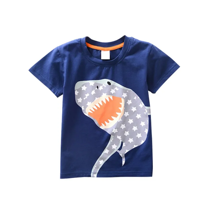 Хлопковая футболка для мальчиков детские рубашки Повседневная футболка с короткими рукавами и принтом машины для маленьких мальчиков, летние детские футболки для малышей, топы
