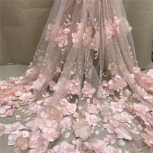 Tela de encaje para novia, tejido con cuentas 3D blancas, bordado, de alta calidad, nigeriano y con flores, XC300a, 2020