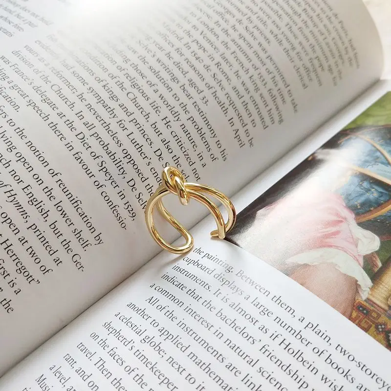 Silvology, 925 пробы, серебряные кольца для галстуков, Золотая обновленная версия, креативные корейские кольца для женщин, элегантные золотые украшения, подарок