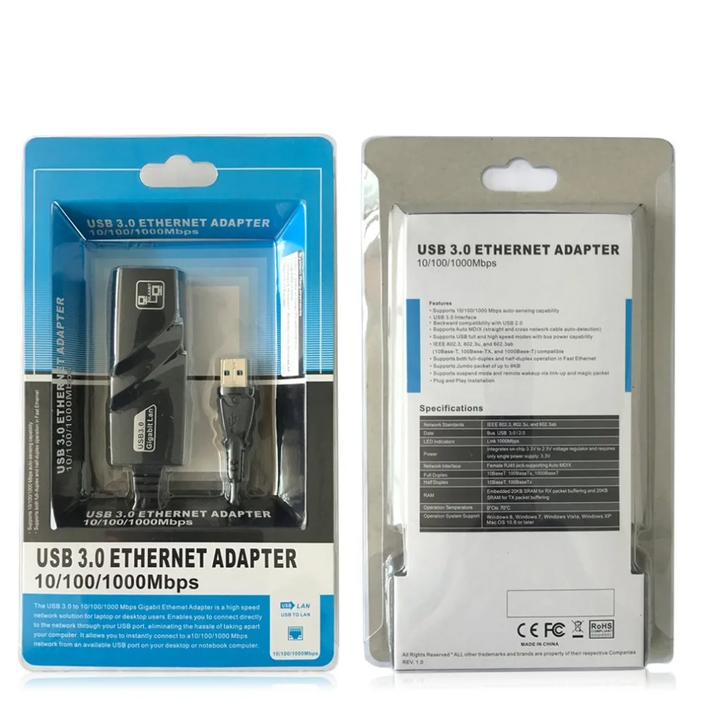 USB 3,0 Gigabit проводной Ethernet карта USB к RJ45 Ethernet LAN RJ45(10/100/1000) Мбит сетевой адаптер Черный