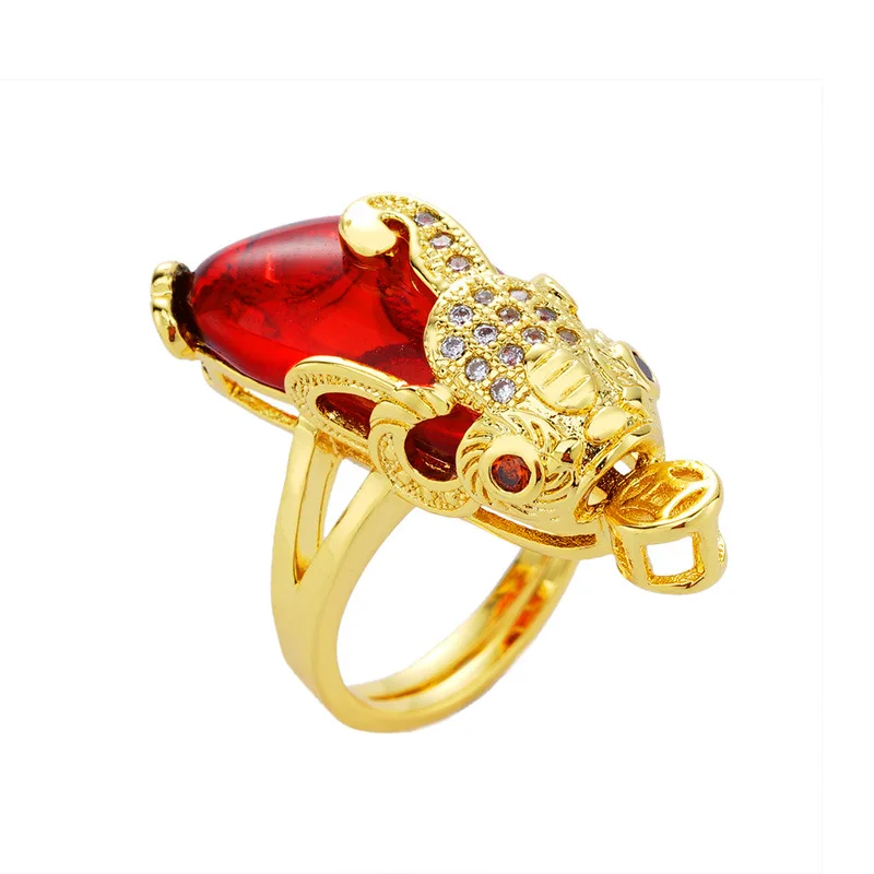 OMHXFC Европейская мода женщина девушка праздничный свадебный подарок PIXIU Циркон 18KT золото цепочки и ожерелья+ кольцо браслет комплект ювелирных изделий SS07