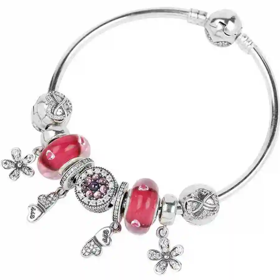 

Of Esterlina 925 New Brand 1:1 Genuine Wandering Bracelet Red Cherry Of Flower's Love Red Cherry Charmed Ladies Joint Bracelet