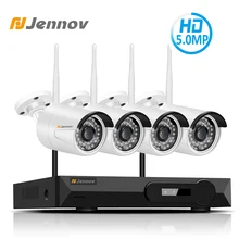 Jennov 5MP H.265 4CH видеонаблюдения Беспроводной CCTV Системы безопасности Камера Системы NVR комплект видеонаблюдения комплект Wi-Fi HD IP66 Водонепроницаемый