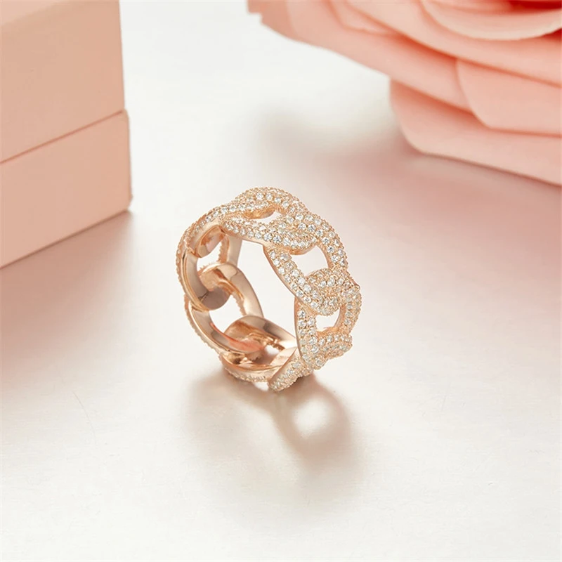 Vecalon, женское кольцо, серебро 925 пробы, микро проложенный AAAAA Cz Крест, обручальное кольцо, кольца для женщин, свадебные ювелирные изделия - Цвет основного камня: Rose Gold