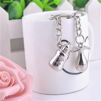 

100sets=200pcs Gift Keychain Metal Pacifier and Feeding Bottle Key Chain Favors Baby Shower Souvenirs Party Giveaways Favors