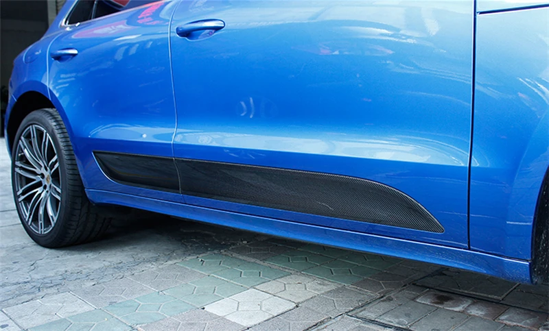 Углеродное волокно внешняя Настройка боковая юбка Дверь Литье отделка комплект для Porsche Macan Автомобиль Стайлинг