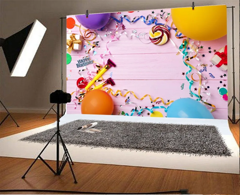 Laeacco Happy Birthday Balloon Ribbon Lollipop Scene Baby Photography Backgrounds Custom Photographic Backdrops For Photo Studio Laeacco Happy Birthday Balloon Ribbon Lollipop Scene Baby Photography Backgrounds Custom Photographic Backdrops For Photo Studio