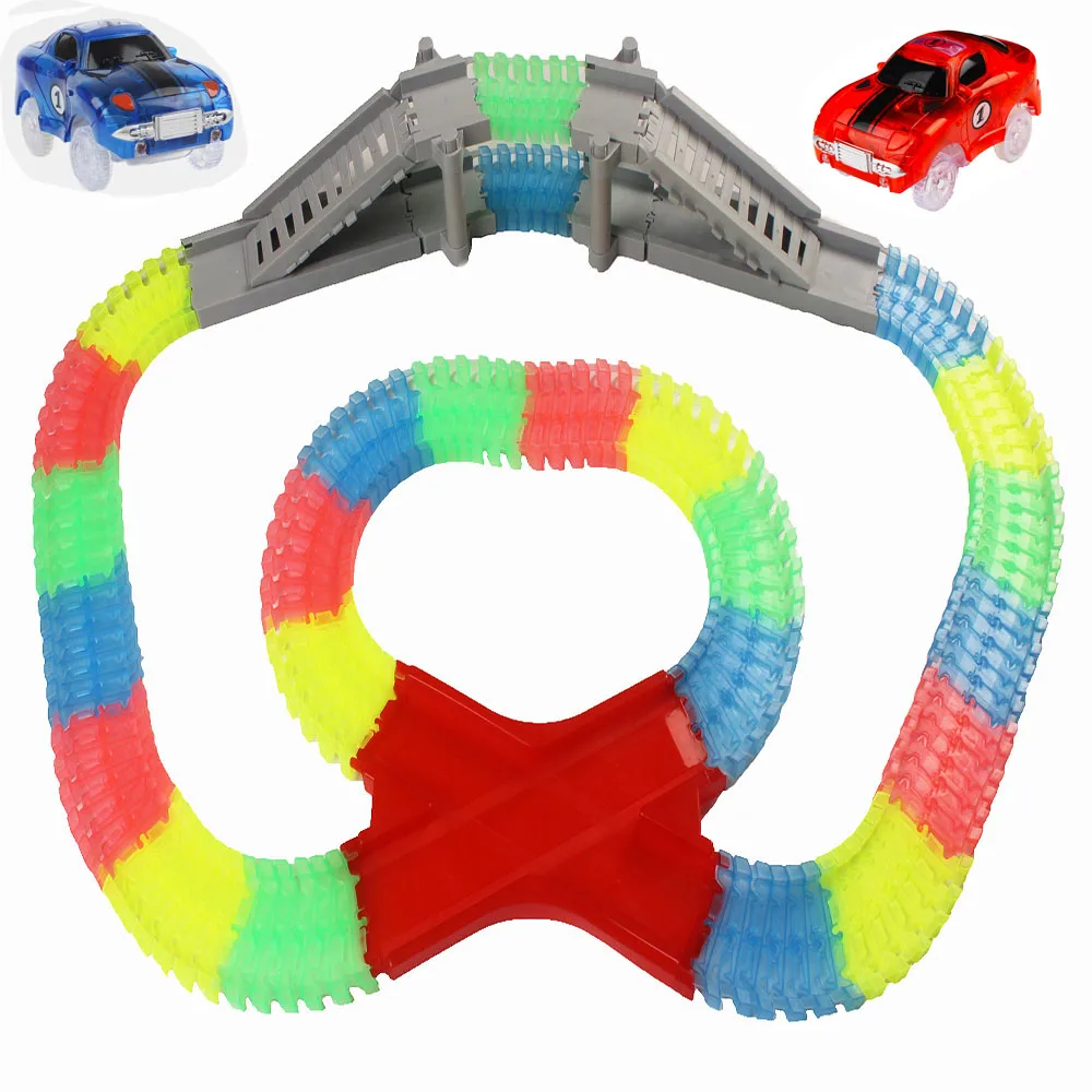 DIY Литье под давлением слот Rail Magic светящийся трек гибкие изогнутые американские горки игрушки для ребенка подарок светящийся гоночный автомобиль головоломка игрушки