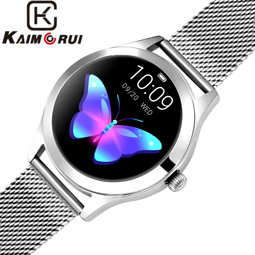 Smart Fitness Bracelet Women IP68 Waterproof Heart Rate sensor Stainless Band Smart watch for Android IOS Smart Phone