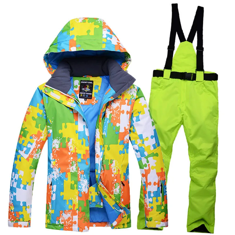 Лыжный костюм, Мужская водонепроницаемая ветрозащитная Толстая дышащая лыжная куртка+ брюки, комплект, куртка для сноубординга, зимние штаны