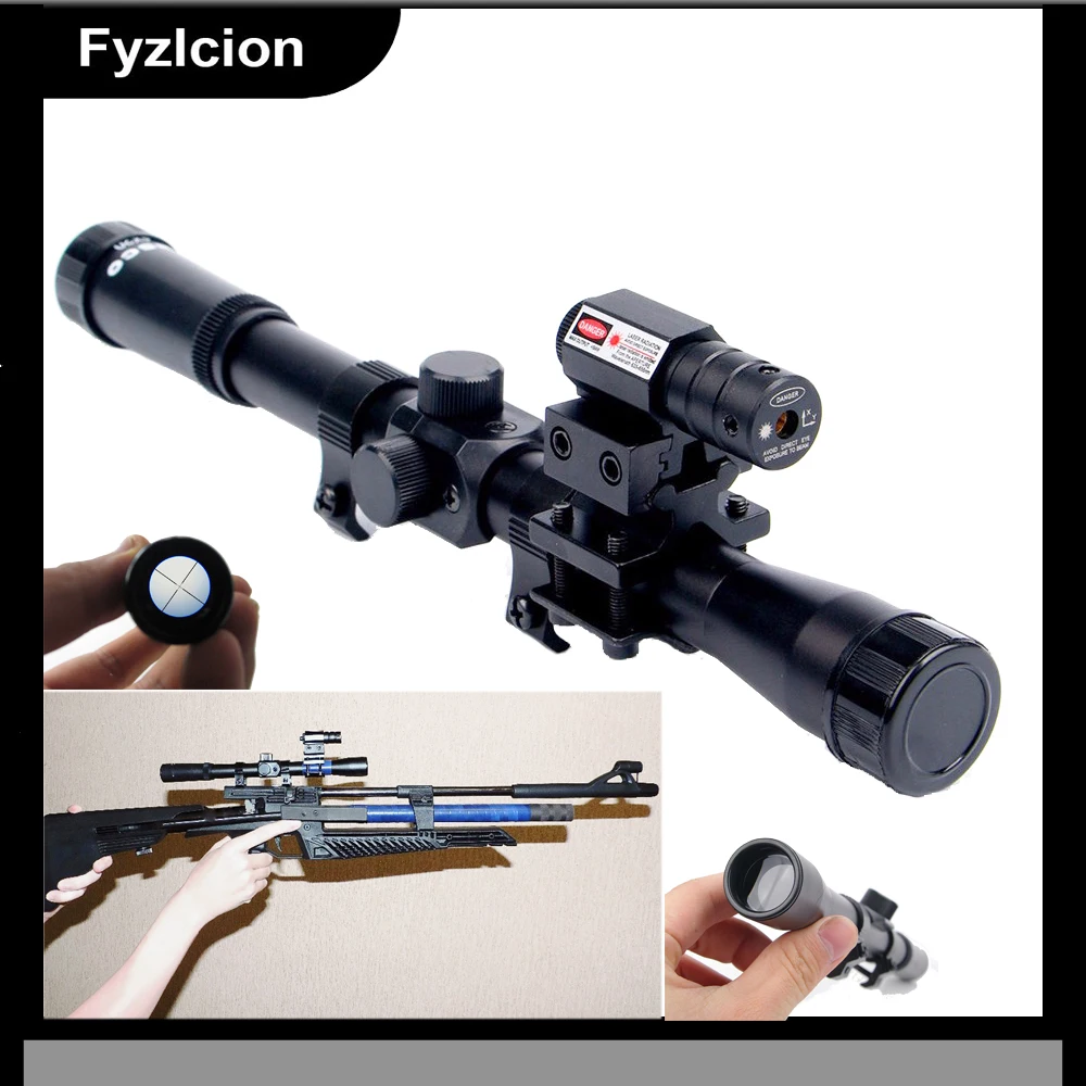 

4x20 Scope Sight Red Laser Mount Tactical Crossbow Riflescope with Red Dot Laser Sight and 11mm Rail Mounts for 22 Caliber Guns