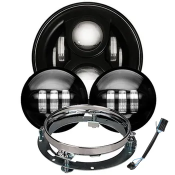 

for Harley complete Set 7 inch LED Headlight moto DOT 4.5 inch Fog Light , Bracket Harness For Harley Davidson Touring Road King