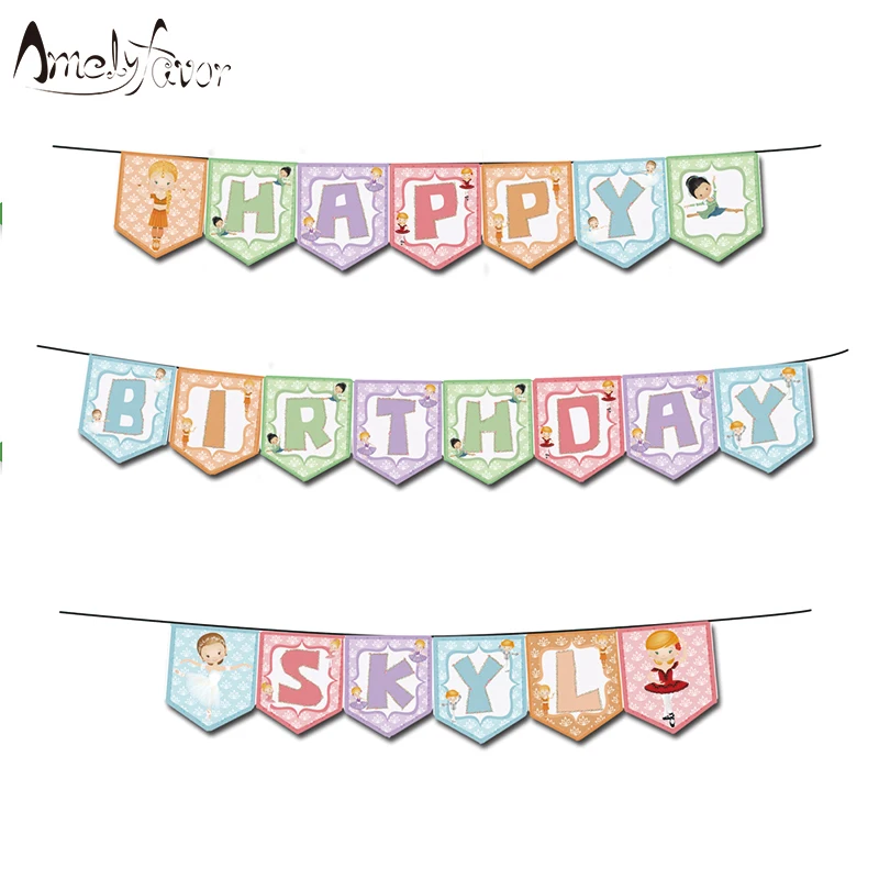 

Ballerinas Theme Banners Grand Event Kids Birthday Party Decorations Supplies Ballet Girls Banner Flag Decorations
