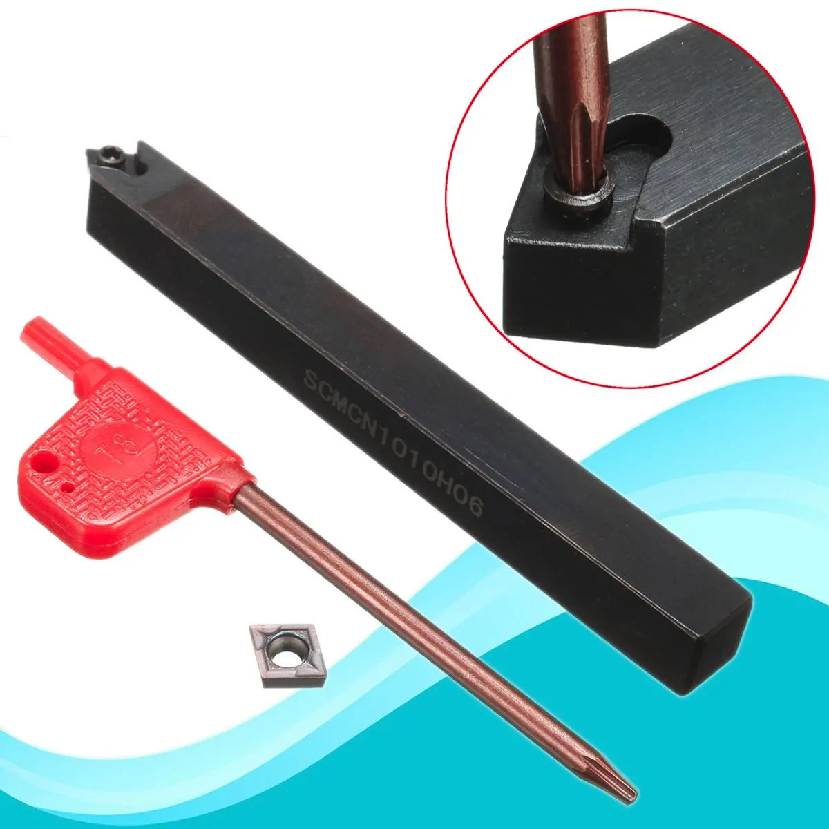

1Set SCMCN1010H06 Lathe Turning Boring Tool Holder 10mm with CCMT060204 Insert + T8 Wrench
