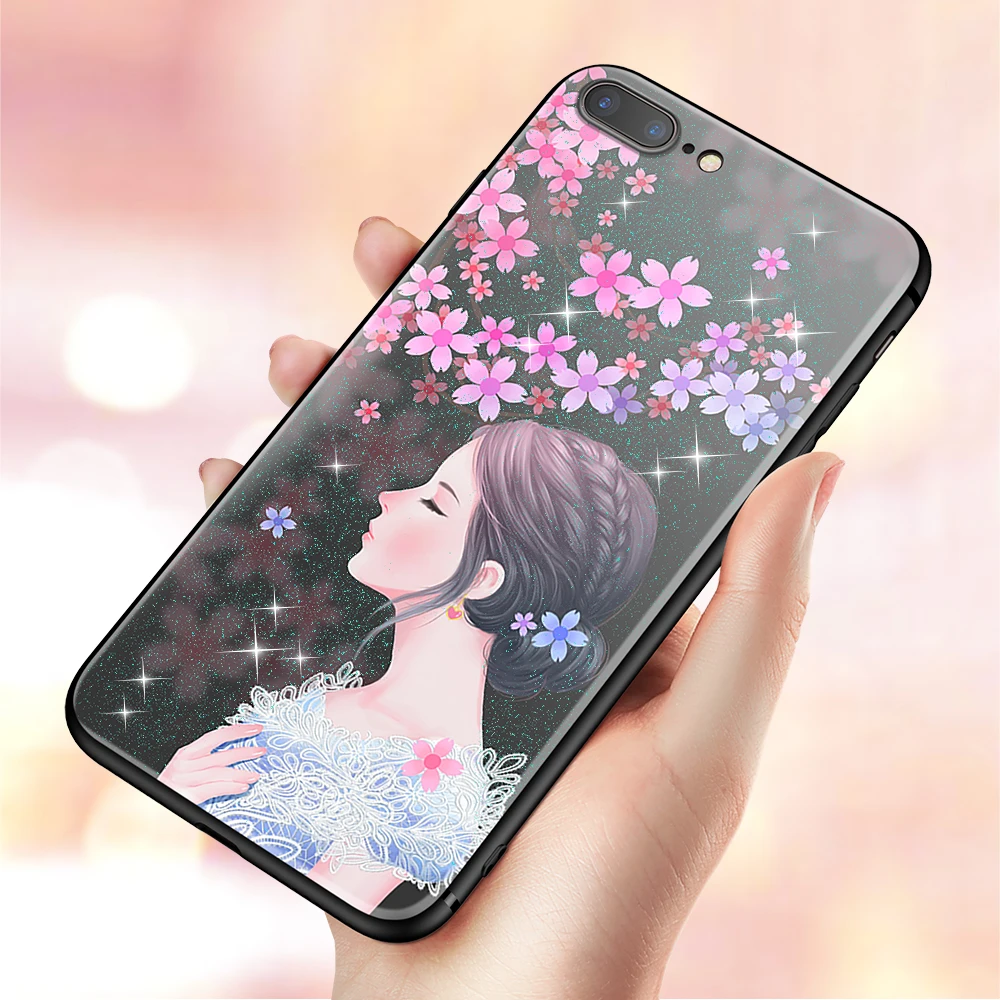 

2019 JUESHITUO iPhone 7 Case Silicone Phone Case with Girl Cover Patterned Case for Apple iPhone 7 8 Plus 7plus 8plus Cover Case
