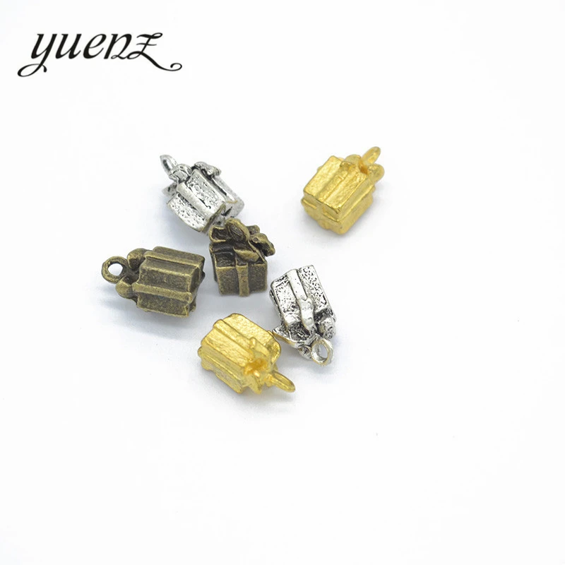 

YuenZ 10pcs Antique Silver Bronze Gold Color Gift box Charm For Jewelry Making Handmade Crafts 12*8mm J185