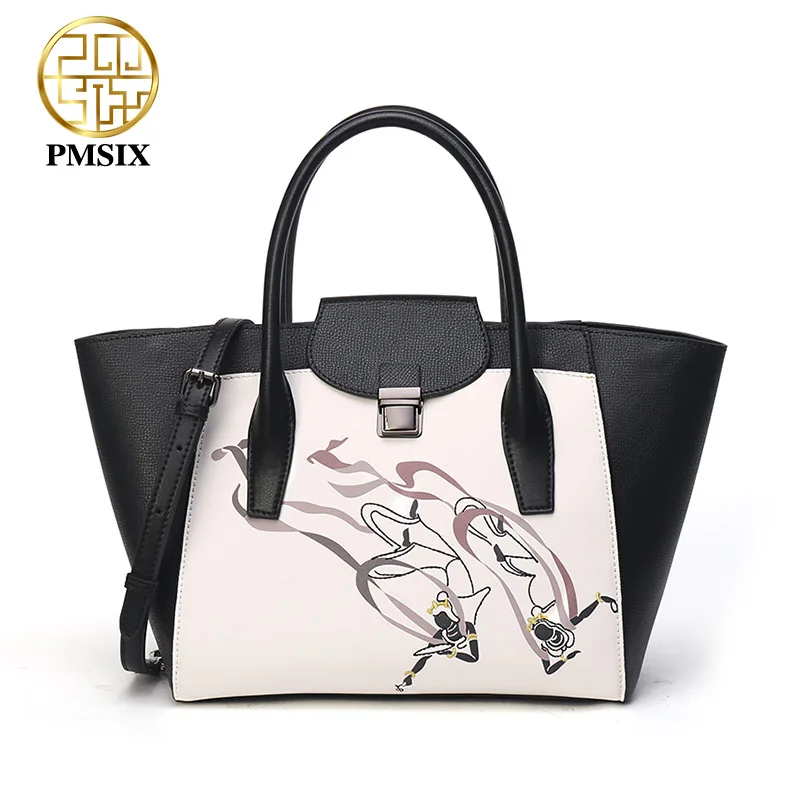 

PMSIX Fashion Vintage Floral Printing retro bag casual Large capacity bolsa feminina luxury handbags women bags designer