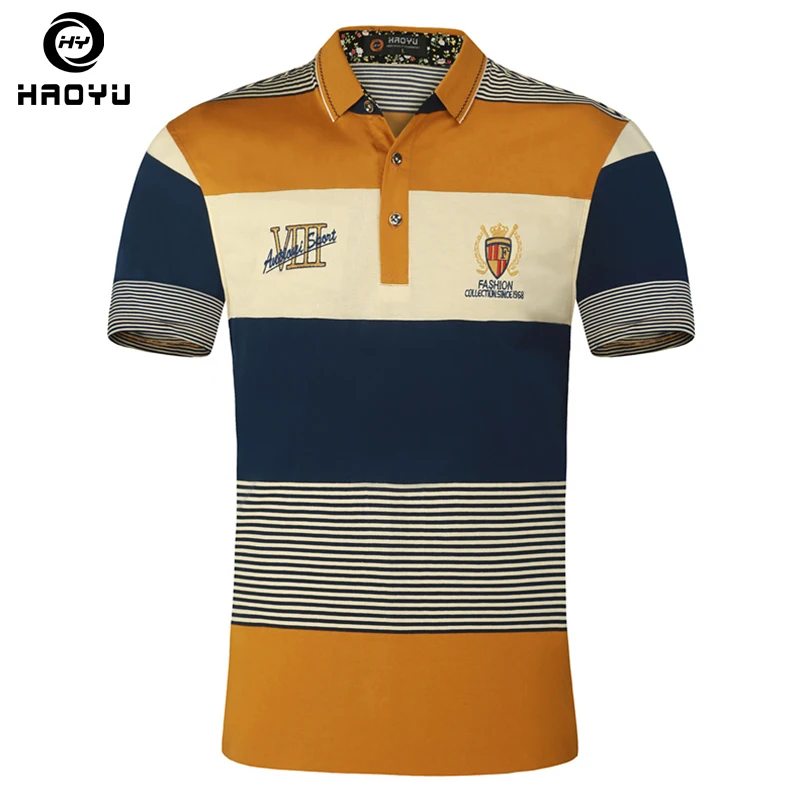 

Camisa Polo Short Sleeves Cotton with Letters Logo Gradient Anti-Wrinkle Slim Brand Polo Shirts Breathable Summer Style New
