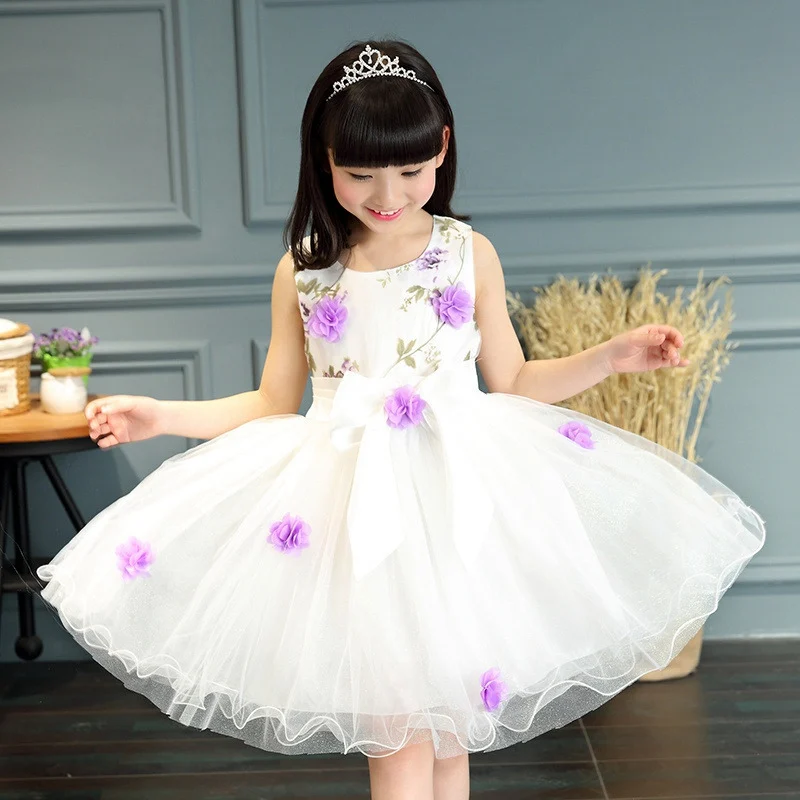 Kids Flower Girls Wedding Dress For Girl Party Dresses Lace Princess Summer Teenage Children Princess Dress 8 10 12 14 Years - Цвет: Лаванда