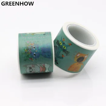 

GREENHOW DIY Cute Kawaii Masking Washi Tape Lovely Cartoon Cat Adhesive Tape Sticky Paper For Decoration Photo Album 9024
