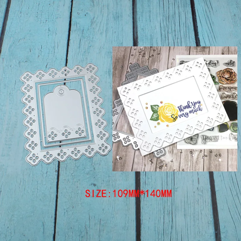 

Eyelet Lace Rectangle Metal Cutting Dies Stencils for DIY Scrapbook Photo Album Paper Card Decorative Craft Embossing Die 2019
