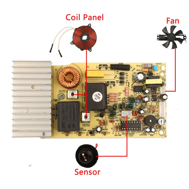 1500 Вт 220 В печатная плата PCB с катушкой электромагнитного нагрева панель управления для индукционной плиты GW-16 GW-Cm08