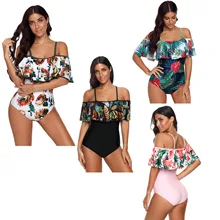 Купальник женский купальники слитный Майский Купальник Спортивный Женский точечный цифровой принт чистый многоцветный Falbala сексуальный