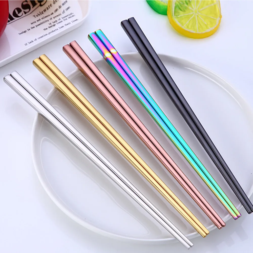 

1Pair Stainless Steel Tableware Colorful Length 23cm Chopsticks Dinning Room Dinner Party Tableware Funny Drop Shipping