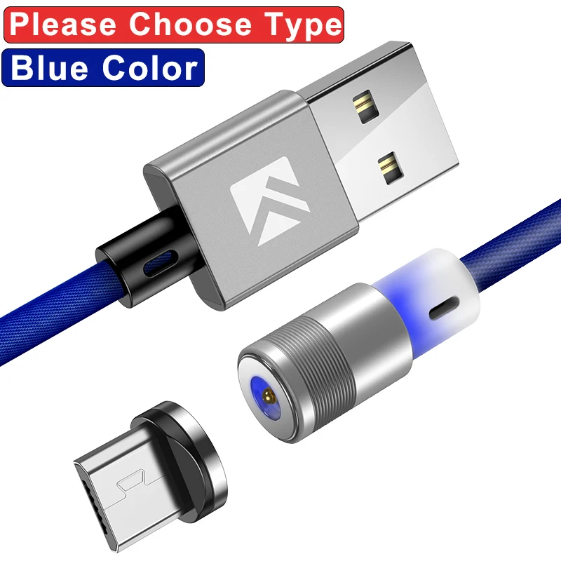 Светодиодный нейлоновый Магнитный кабель FLOVEME 1 м usb type-C для Xiaomi mi 8 A1 Red mi Note 5 mi cro, usb-кабель для зарядки iPhone - Цвет: Blue Color