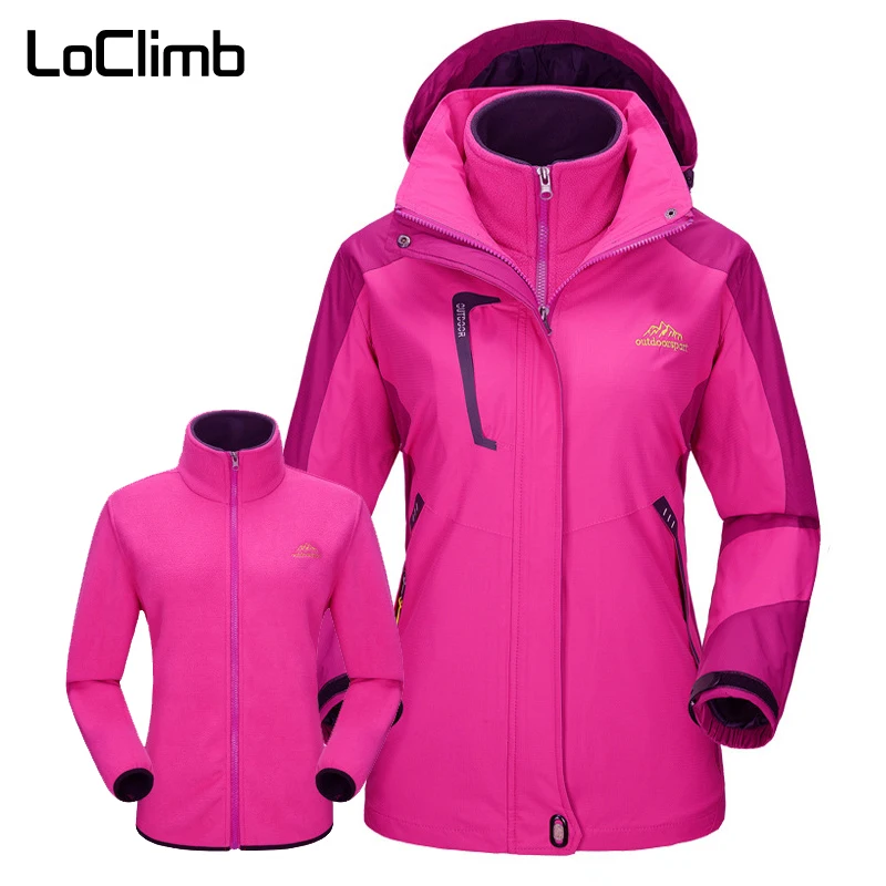 LoClimb 3 In 1 Brand Women's Windbreaker Waterproof Windproof Winter