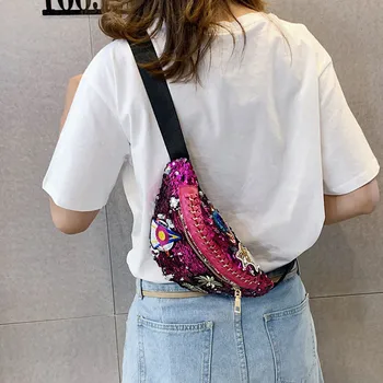 

2019 Chest Bag Woman New Gradient Color Sequins Package Fashion Shoulder Bag female ladies crossbody messenger bolsa feminina
