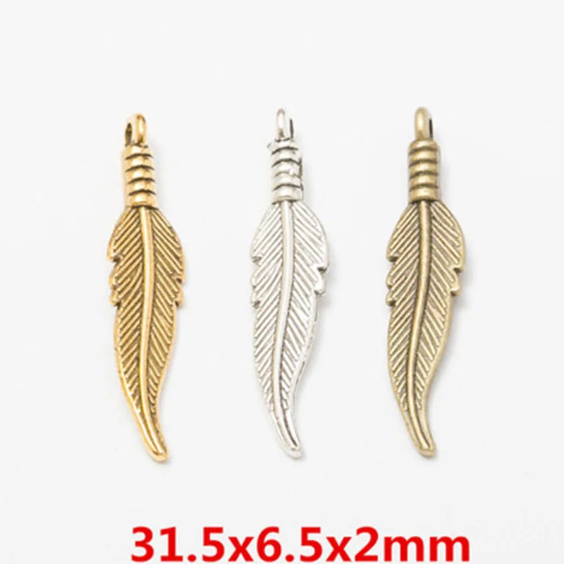 

40pcs DIY Earring Jewelry Accessories Antique Silver/Bronze/Gold Leaves Feather Charms Pendants for Necklace Findings Making